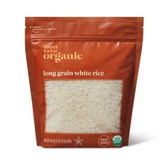 organic long grain white rice in a bag