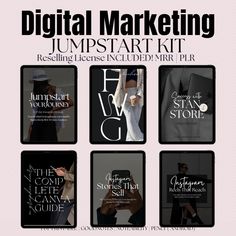 the digital marketing campaign for jumpstart kit is shown in black and white colors