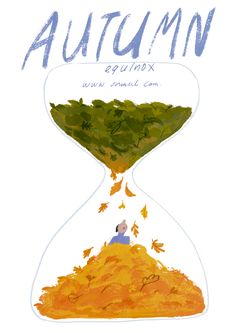 an hourglass with autumn written on it