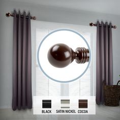 an image of curtains with black satin drapes in the living room and dining room