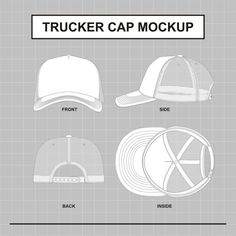 Trucker Cap Mockup, Trucker Hat Drawing, Clothing Design Template, Clothing Mockup Templates, Clothing Brand Ideas Graphics, Trucker Hat Template, Clothing Brand Mockup, Trucker Hat Mockup, Clothes Mockup