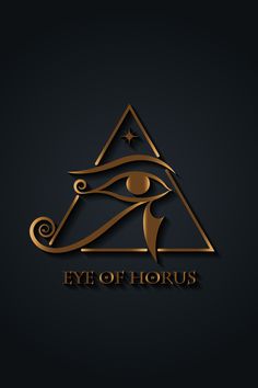 the eye of horus logo on a dark background with gold lettering and an all seeing symbol