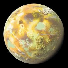 an artist's rendering of the planet urn, which is covered in yellow and green paint