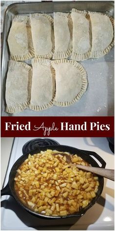 fried apple hand pies in a cast iron skillet