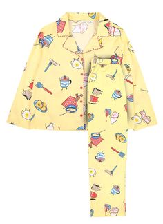 Ernie Breakfast Print Pyjamas | Vintage-Inspired Classic Fit Pyjamas | Joanie Cute Patterned Pajamas, Women Pyjamas, Cute Printed Sleepwear, Halloween Pyjamas, Pajama Sets, Fruit Pajamas, Playful Graphic Print Sleepwear, Playful Cartoon Print Sleepwear, Pajamas All Day