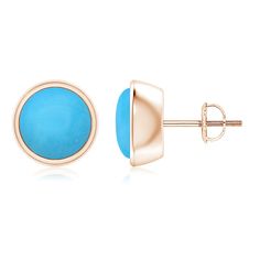 Round turquoises are mounted in bezel settings and look simple yet elegant. The alluring gems draw the eye with their delightful blue hue. These staple studs are a captivating pair in 14k rose gold. Gem Drawing, Turquoise Stud Earrings, Turquoise Earrings, Blue Hues, Bezel Setting, 18k Rose Gold, The Eye, 18k Gold, Gems