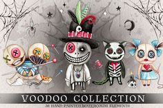 the voodoo dolls are all dressed up for halloween