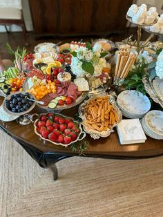 a table filled with lots of different types of food