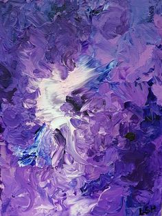 an abstract painting with purple and blue colors