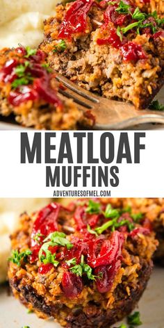 meatloaf muffins with cranberry sauce on top