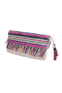 Looking for the perfect vacation babe accessory? Check out the Sensi Studio beige and multi-color raffia clutch! Made from beige and multi-color raffia, this clutch will add a playful touch to any outfit. Style it with a maxi dress and slide sandals for a trendy beach-trip look. Raffia textured Snap button closures Tassel side charm Height 6" Width 11.5" Depth 0.25" Raffia Clutch, Trendy Beach, Outfit Style, Beach Trip, Snap Button, Slide Sandals, Multi Color, Maxi Dress, Sandals