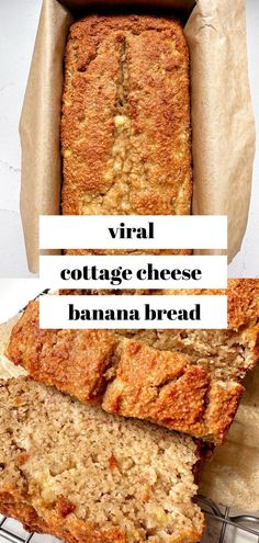 a loaf of banana bread with the words virtual collage cheese banana bread on top