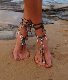 Boho Barefoot Sandal, Dreamcatcher, Anklet, Glass Beaded Foot Jewellery, Foot Jewellery - Etsy