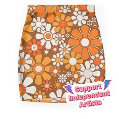 Super stretchy and durable polyester mini skirt. Vibrant, high-quality sublimation print across the front and back. Size range XXS-2XL. Retro Garden Groovy Floral Cheerful 60s 70s Pattern in 1970s Orange Brown Beige. Upbeat, vivid, vintage aesthetic flowers with a 1960s 1970s hippie flower power vibe. By Kierkegaard Design Studio. Beige Mini Skirt, 1970s Hippie, Retro Garden, Hippie Flowers, Aesthetic Flowers, Garden Flowers, Orange Brown, Vintage Aesthetic, Brown Beige