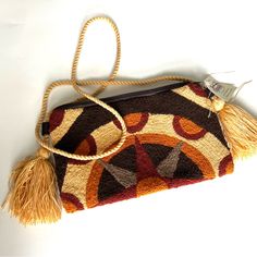 Brand: Palo Handmade By Wayuu Indias From La Guajira Colombia Color: Brown And Cream Beautiful Clutch For Parties, Special Ocassions And Much More Handwoven Brown Clutch Bags, Handwoven Brown Clutch For Travel, Brown Handwoven Clutch Bag, Handmade Clutch, Bags Handmade, Casual Party, 6 Inches, Envelope, Bag Lady