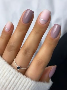 Shellac Nail Ideas Simple, Unghie Sfumate, Mauve Nails, Cute Gel Nails