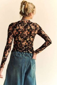 95% Polyester; 5% Spandex Model is wearing small (Height: 5'8"; Bust: 32B; Waist: 23"; Hips: 34") Long Sleeve Layering, Lace Long Sleeve Top, Romantic Floral Print, Mesh Long Sleeve Top, Dressy Shirts, Stylish Top, Lace Top Long Sleeve, Lace Long Sleeve, Chambray Dress