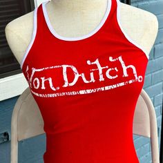 O/S. 15” Pit To Pit (Stretches). 21” Length. New Without Tag. Kustomade Von Dutch Red And White Ribbed 100% Cotton. Rn 108647. Von Dutch Outfit, Outfit Wishlist, Bow Back Top, V Cute, Von Dutch, Y2k Clothes, Y2k Clothing, Clothing Brands, White Tank Top