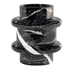 a black and white marble candle holder