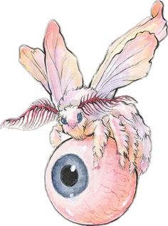 a drawing of an eyeball with wings on it's head and eyes in the center