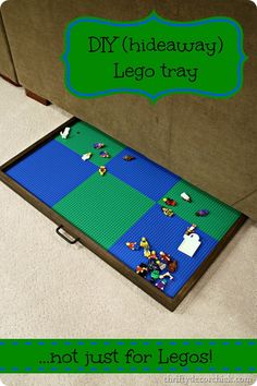 the lego tray is made out of cardboard and has instructions to make it look like they are