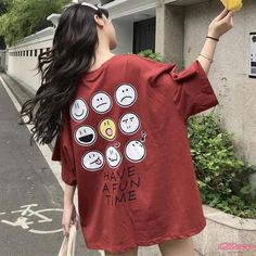 Qteee - Experience Joyful Moments with our Oversized Emoji Print T-shirt Red Season, Fox Print, Body Piercings, Fun Time, Oversized T Shirt, Summer Colors, Patterned Shorts, Oversized Tshirt, Natural Color