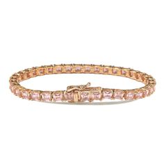 Stunning, timeless and classy assher cut tennis bracelet. This brilliant tennis bracelet is filled with rich, high quality pink asscher-cut cubic zirconia gemstones, hand set in the trendiest, yet classy, prong setting. Each stone is set in Suzy Levian's signature high polished 925 rose gold plated sterling silver. Every single bracelet is man made, making it a unique masterpiece. Surprise someone special in your life with this luxurious tennis bracelet. Suzy Levian guarantees the use of only hi Levian Jewelry, Single Bracelet, Gemstone Brooch, Cubic Zirconia Bracelet, Cubic Zirconia Necklace, Cubic Zirconia Jewelry, Jewelry Rings Diamond, Cubic Zirconia Earrings, Creating Jewelry