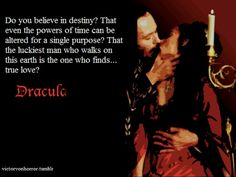 an image of a man kissing a woman with a candle in his hand and the words dracula on it