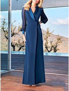 Sheath / Column Mother of the Bride Dress Wedding Guest Party Simple Elegant V Neck Ankle Length Chiffon Long Sleeve with Solid Color Dress Wedding Guest, Evening Dresses Cocktail, Mother Of The Bride Dress, Chiffon Long Sleeve, Elegant Party, Looks Chic, Wedding Bridesmaid Dresses, Party Dresses For Women, Dress Wedding