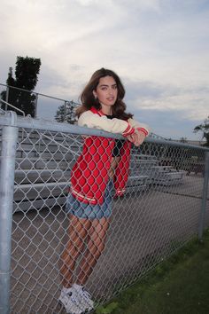 Wisconsin embroidered letterman jacket made out of a heavy weight sweatshirt material with an oversized fit and snap buttons. Letterman Jacket Pictures, Letterman Jacket, Heavy Weight, Wisconsin, Making Out, Homecoming, Sweatshirts, Red, Photography