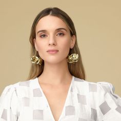 Like a sculptural work of art, there's something infinitely alluring about the design of these lightweight multi-layered hoop earrings. Secured by a gold hoop, they're formed from individual layers of hand-crushed sequins that move and interlock with one another to create something akin to an optical illusion. Wear them to bring a warm, light-catching glow to your every look. Mignonne Gavigan, Jewelry Editorial, Hoops Gold, Create Something, Delicate Jewelry, Optical Illusion, Gold Hoop, Optical Illusions, Independent Designers Fashion