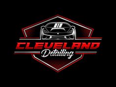 the cleveland detailing logo is shown in red and black with an image of a car on it