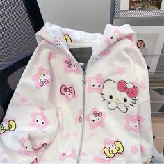 #sanrio #japan #aesthetic #wwe #clothing #pink #pinterest #hellokittycollection Sanrio Outfits, Sanrio Clothes, Hello Kitty Hoodie, Cute Hoodie, Cat Hoodie