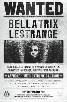 a wanted poster for the release of their new album, bellatrix lestrange