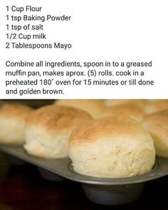 rolls on a tray with instructions for baking them