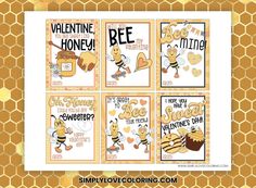 valentine cards with bees and honeybees on them, including the words i love you honey