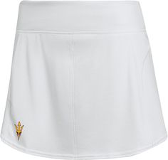 Design Tennis skirt with inner shorts Wide, fully elasticated waistband for a snug fit Flared fit 13” inseam Standard fit Style and Team Spirit School logo at hem adidas® branding Technology Alpha skin construction fabricated with HEAT.RDY technology Additional Details Machine washable Officially licensed collegiate product East Carolina University, White Tennis Skirt, Adidas Branding, Nc State Wolfpack, East Carolina Pirates, Mississippi State Bulldogs, Washington Huskies, Skirt Medium, School Logo