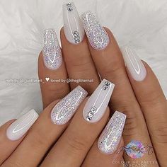 White Nails Design, Ombre Acrylic, Purple Nail, Her Nails, White Nail Art, Ballerina Nails