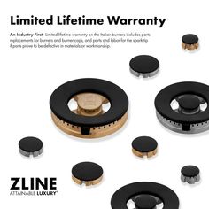 an advertisement for the zline product with different types of knobs and covers on it