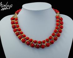 Collar de coral rojo joyería de coral collares únicos para | Etsy Statement Necklace, Beaded Necklace, Coral, Collar