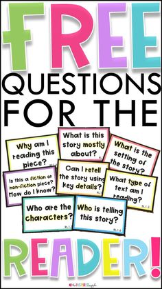 a poster with the words free questions for the reader and an image of what is this text?