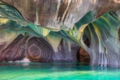 the water is blue and green in this cave