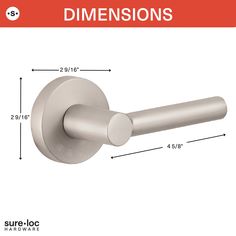 an image of the side view of a door handle with measurements for different sizes and finishes