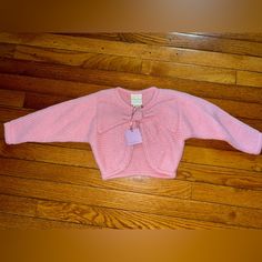 Cute Girl's Sweater. Bolero Style. New With Tags. Size 4t. I'll Consider All Reasonable Offers. Pink Fall Playwear Top, Cute Long Sleeve Sweater For Playwear, Cute Fall Sweater For Playwear, Sweater Bolero, Lime Girl, Velvet Shrug, Bolero Style, Pink Knit Sweater, Bow Sweater