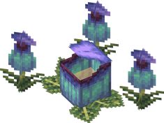 an image of some flowers that are in minecraft with blue and purple colors on them