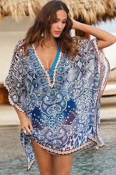 Majestic print tunic cover-up Holiday Style Summer, Moda Do Momento, Moda Boho, Boston Proper, Print Tunic, Estilo Boho, Sarong, Beach Dresses