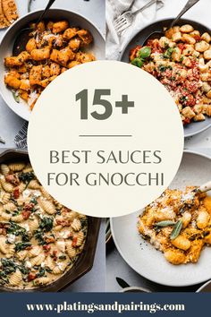 the top 15 best sauces for gnocchi and other pasta dishes with text overlay