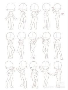 an animation character's head and body sketches