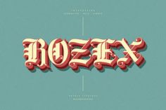 the word rozex is made up of red and white letters on a blue background