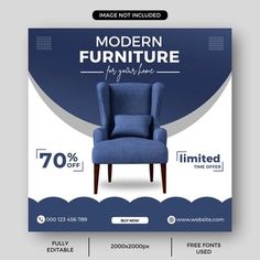 modern furniture flyer with blue chair